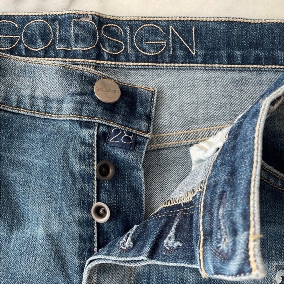 Goldsign Stevie Denim Patchwork high rise straight leg jeans - Picture 10 of 15